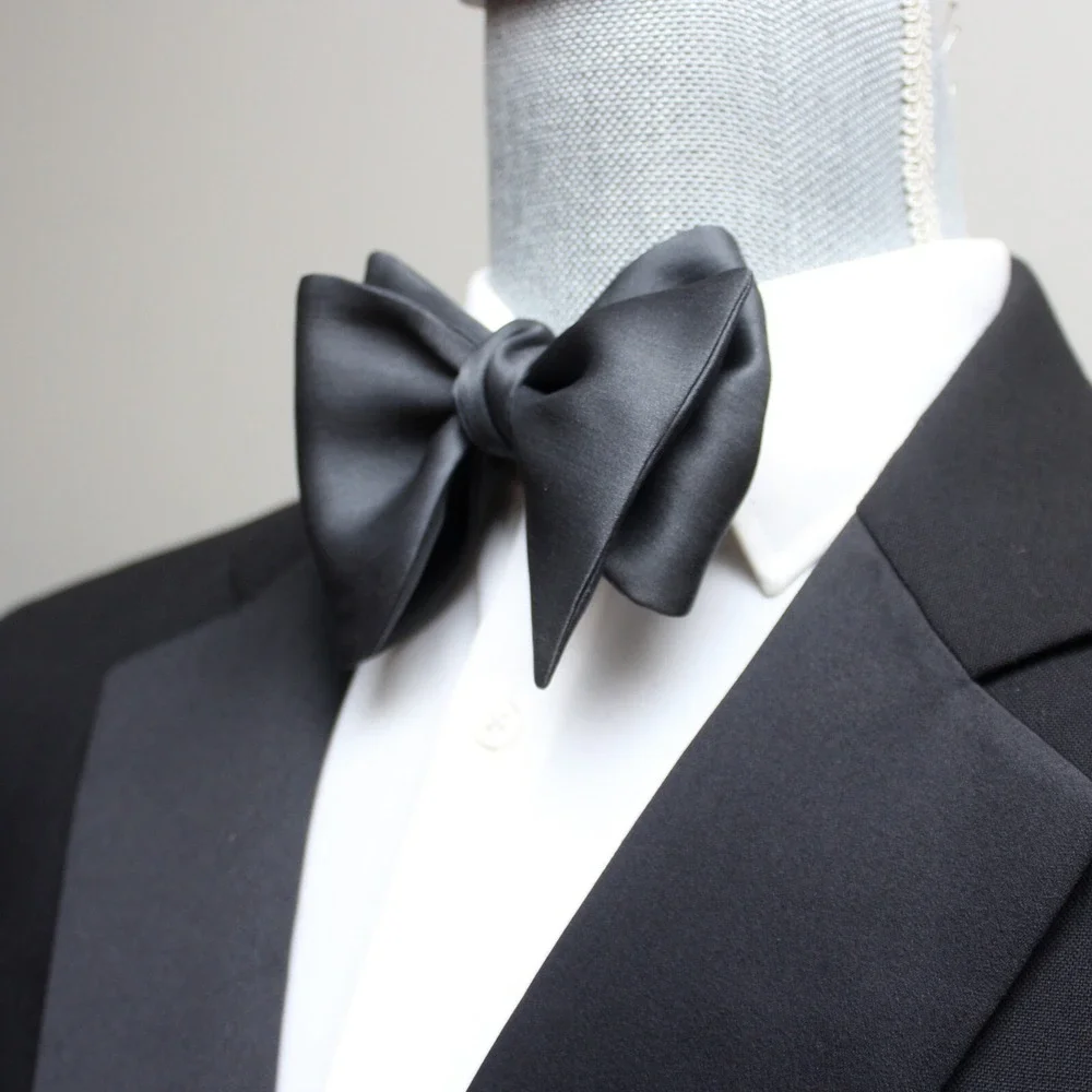 NWT Men's Self-tied Bow Tie Dark Grey Silk‎ Bowtie Big Butterfly S621